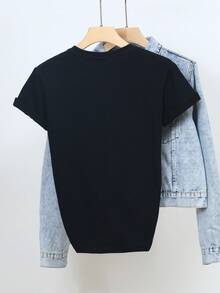 'Prosecco Mood' Urban Style T-Shirt, Soft And Loose, With Bold Hand-Printed Design, Various Sizes - [Negro] - View 2