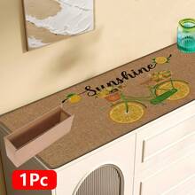 1pc Lemon Bicycle Pattern Printed Linen Kitchen Rug, Carpet, Mat, Bathroom Mat, Doormat, 3D Printed Rectangle, Suitable For Living Room, Bedroom, Hallway, Bathroom, Laundry Room - Polyester Carpet, For Indoor And Outdoor Home Decor - Multicolor - View 16