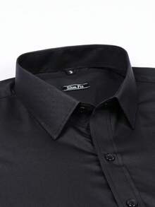Rand paul Men's Long Sleeve Dress Shirt Office Casual Good Quality Slim Fit With Spandex - 黑與白 - 查看 4