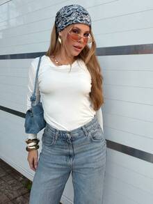 Blusa Básica - Manga Longa - Gola Redonda - Segunda Pele - Off-white - Visão 4
