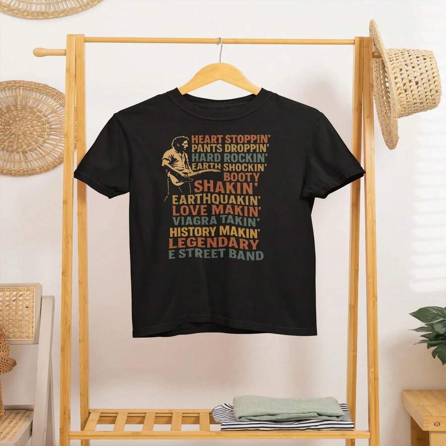 Vintage Bruce Springsteen T-Shirt - Retro E Street Band Concert Merch Classic Rock Tee - 100% Cotton Unisex T-Shirt - Premium Casual Comfortable Fit - 黑色 - 查看 1