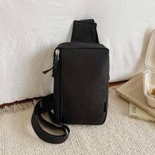 Túi đeo ngực tối giản đa năng, ba lô unisex phong cách thường ngày, túi nhỏ gọn thiết yếu với ngăn đựng tiền xu dung tích lớn. - màu đen - Xem 3