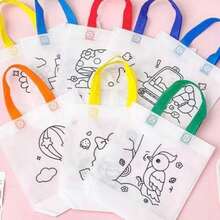 6/24 Stück wiederverwendbare DIY Graffiti Mini Vlies Tragetaschen - Karneval Tier Kunst Party Geschenktüten, bunte Marker, Weihnachts- und Neujahrgeschenkverpackung & Aufbewahrung, Party Geschenke - zufällige Muster & Seilfarben - Verschiedenfarbig - Übersicht 9