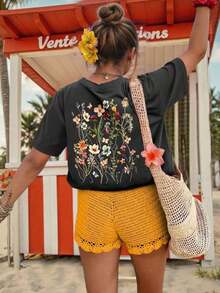Women's Plus Size Short Sleeve T-Shirt With Round Neck, Loose Fit, Casual - 深灰色 2 - View 4