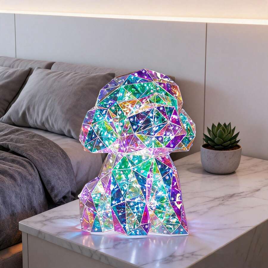 30cm Personalized Pet Dog Lamp, Colorful Teddy Dog Light, USB Powered, Unique Desktop Decor, Handmade Creative Gift For Wedding, Valentine's Day, Birthday - 30cm Teddy Dog - View 1