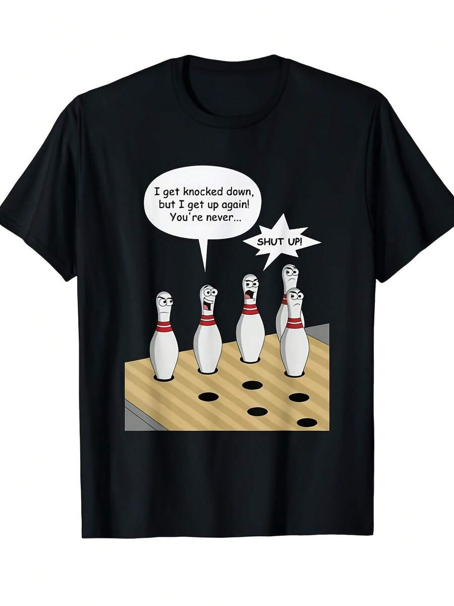 T-Shirt With A Fun Bowling Design - 黑色 - 查看 1