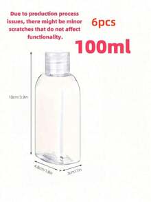 6/10 piezas Botellas de viaje a prueba de fugas, de 3.4 oz de plástico transparente con tapa abatible - Envases rellenables para champú, acondicionador, gel de baño - Diseño portátil y a prueba de fugas, esencial de viaje, botellas dispensadoras de viaje, botellas exprimibles, bolsa organizadora de viaje, adecuado para champú, acondicionador, cosméticos - Multicolor - Ver 9