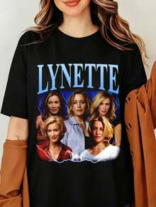 Lynette Scavo Desperate Housewives T-Shirt, Felicity Huffman Graphic Printed Vintage Tee, Unisex Casual TV Show Fan Merchandise Y2K Retro Lynette Scavo Shirt, Desperate Housewives Gifts For Men And Women T-Shirt, Lynette Scavo Fan Gift, Gift For Her - Black - View 6