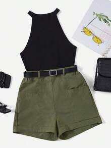 Top halter & Shorts sin cinturón - Multicolor - Ver 7