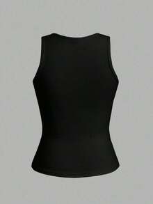 2 piezas de camiseta de tirantes de mujer de ajuste ceñido con estampado minimalista de letras de California en negro y blanco - 95% algodón, para primavera y verano, uso en todas las estaciones, vuelta al colegio, ropa de casa y deporte, estilo re - Blanco y Negro 3 - Ver 7