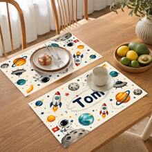 1pc Cartoon Style Linen Placemat, Breakfast Mat, Coffee Coaster, Bowl Pad, Kitchen Accessory, Easy To Clean Dining Mat, Suitable For Home, Restaurant, Restaurant Decor, Holiday Gift, Gift For Friends, Multi-Piece Set - Multicolor - View 5