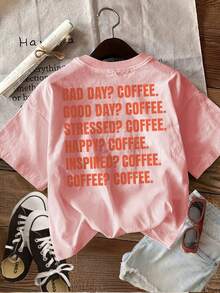 [Double-Sided Print] Women's Casual Spring And Summer Top, Eye-Catching Style, BAD DAY GOOD DAY Print, Sheer Short Sleeve Crew Neck T-Shirt [Ling K] - Rose - View 2