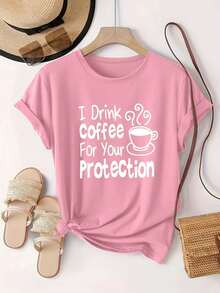 Plus Size Women's Casual And Fashionable Printed T-Shirt, Sizes 0-8XL,  Base Layer For Everyday Wear, Stylish, Suitable For All Seasons, Comfortable Fit, Short Sleeve And Crew Neck T-Shirt, Various Colors Available, Fun T-Shirt For Women, Great Gift - 羅莎 - 查看 1