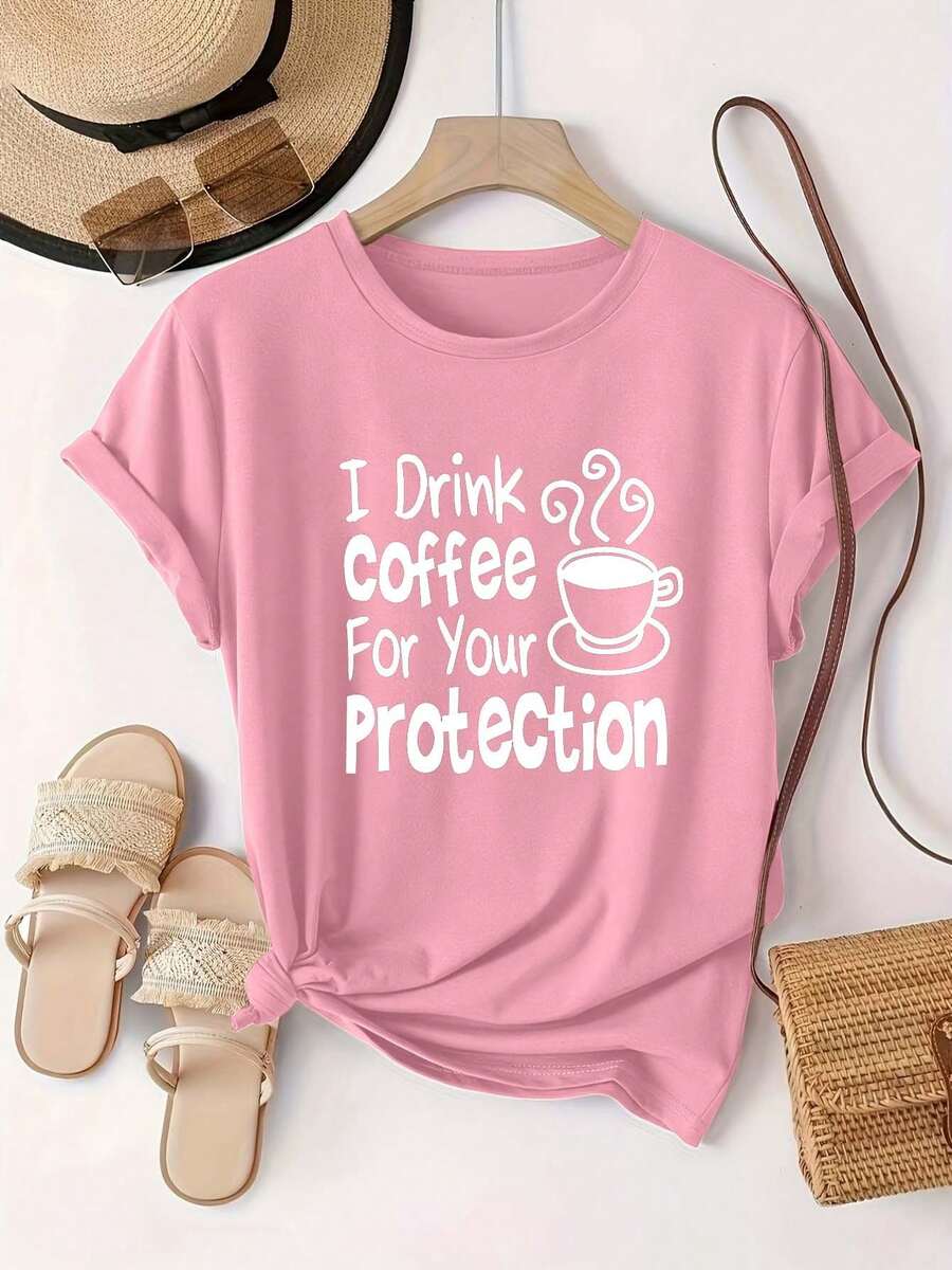 Plus Size Women's Casual And Fashionable Printed T-Shirt, Sizes 0-8XL, Base Layer For Everyday Wear, Stylish, Suitable For All Seasons, Comfortable Fit, Short Sleeve And Crew Neck T-Shirt, Various Colors Available, Fun T-Shirt For Women, Great Gift - 羅莎 - 查看 1