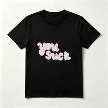 Letras Derrretidas Playera de Algodón Negro Rosa Cool - Negro - Ver 1