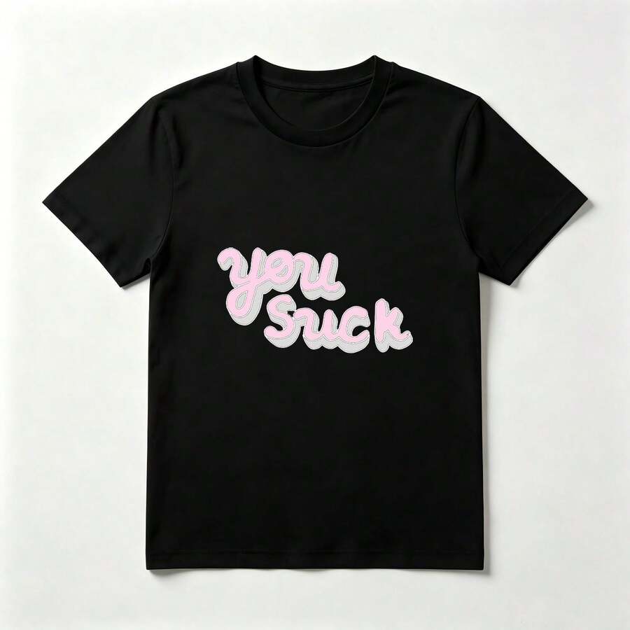 Letras Derrretidas Playera de Algodón Negro Rosa Cool - Negro - Ver 1