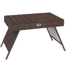 Folding Rattan Garden Table, Weather Resistant, Brown, 60 X 41 X 41 Cm, Ideal For Balcony And Terrace. - Brown - View 9