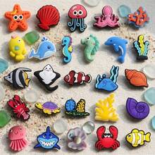 26pcs/Set Cute Cartoon Marine Life PVC Rubber Shoe Charms, Decorative Pins For Clogs And Perforated Shoes, Personalized Decoration - Multicolor - View 1