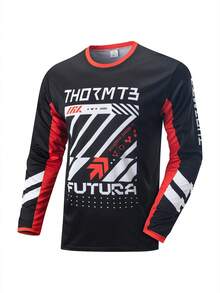 HISERWA Men's Summer Lightweight Motocross Jersey – Long Sleeve Oversized Cooling Breathable Quick Dry MTB Downhill Shirt For Bike Riding - Black - View 15