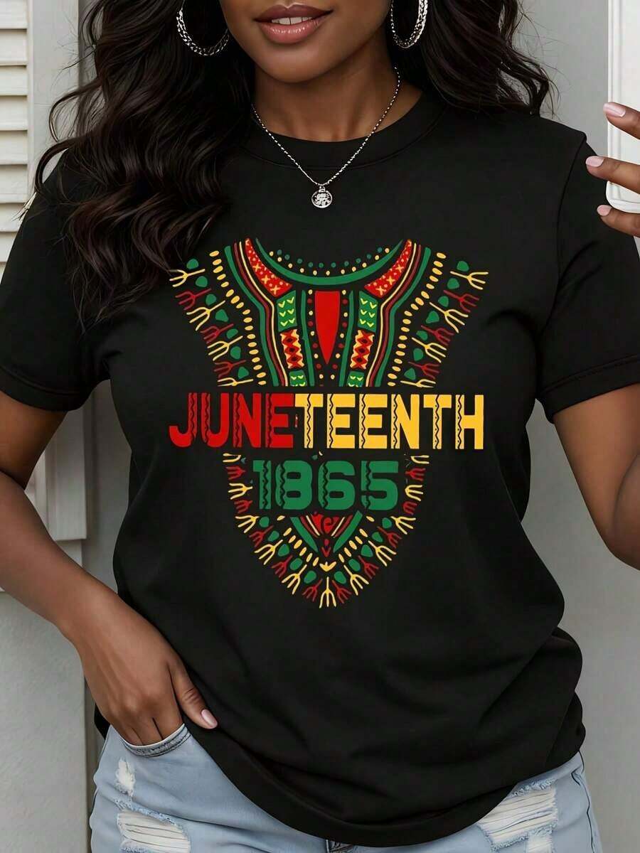 Camiseta Juneteenth 1865 con diseño de herencia afroamericana para celebrar la libertad y el Día de la Independencia, para mujeres y hombres. - Negro - Ver 1
