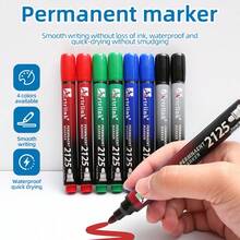 Round/Chisel Tip Permanent Marker Pens, Multi-Color Oil-Based Waterproof & Fade-Resistant Markers, Smooth Writing Comfortable Large Capacity Quick-Drying, Suitable For Logistics, Office, Paper, Glass, Ceramic, Metal Surfaces - Round-tipped/blade-tipped Marker - View 1