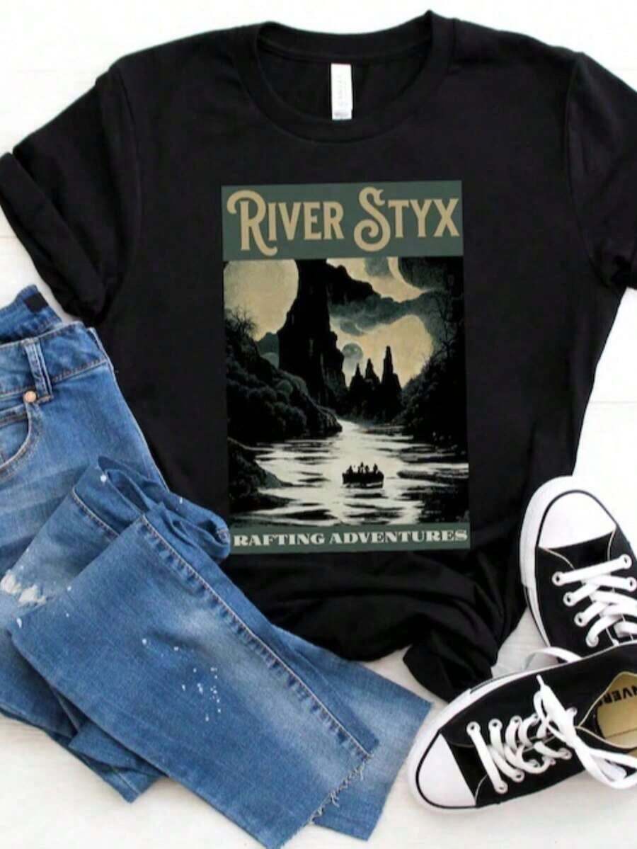1 Piece Persephone T-Shirt Greek Mythology T-Shirt Persephone And Hades T-Shirt Poet T-Shirt Dark Academia Style 180g 100% Cotton - 黑色 - 查看 1