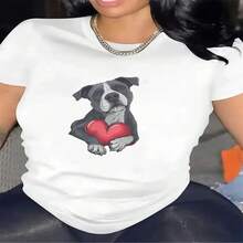 Adorable Dog Print T-Shirt | Perfect For Casual Loungewear, Lightweight And Durable Fabric, Comfortable Fit For Everyday Wear, Stylish Design For Men And Women, Ideal Gift For Animal Lovers, Soft Material For Added Comfort, Crew Neck, Sizes S-XXXL - 白色 - 查看 1