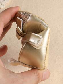 1 Pair Newborn Infant Girl Fashion Versatile Cute Indoor Floor Princess Shoes Suitable For Spring And Autumn - Gold - View 5