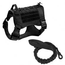 2 件套狗背带和牵引绳套装，带手柄的 Molle 背心，适用于工作犬，带钩环面板，适合小型、中型、大型犬散步、远足训练 - 彩色 - 查看 7