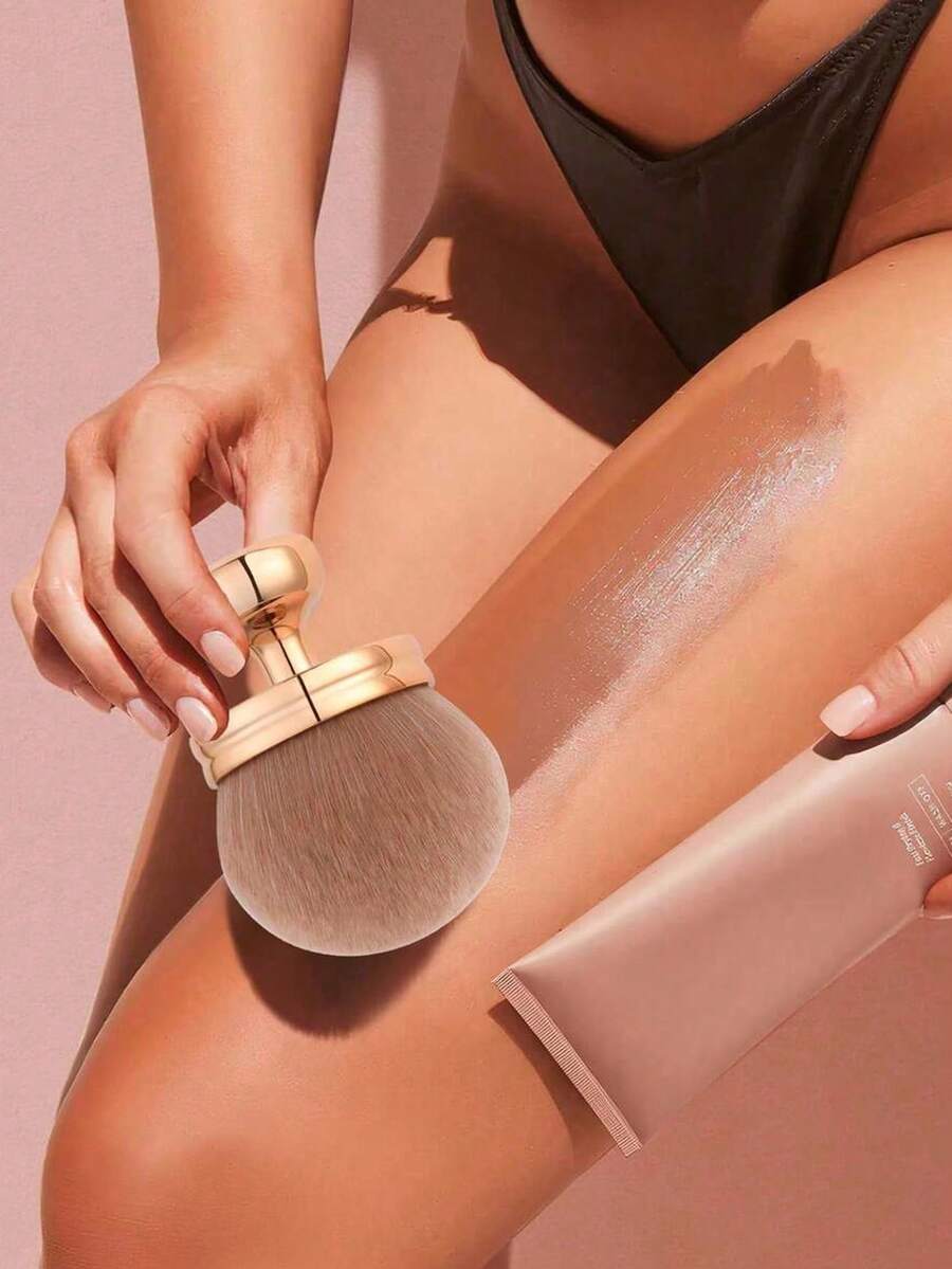 1pc Extra Large Oval Kabuki Body Makeup Brush, Suitable For Self-Tanning Lotion And Back Tanning, Seamless Application Of Self-Tanning Powder Foundation On Legs, Face And Body (Random Color) - Multicolor - View 1