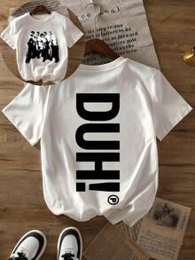 Women's P1Harmony "DUH!Patterned T-Shirt - White, Round-Neck, Casual Short-Sleeve, Lightweight Everyday Summer Top, Comfortable To Wear,, Summer T-Shirt - trắng - Xem 1