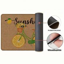 1pc Lemon Bicycle Pattern Printed Linen Kitchen Rug, Carpet, Mat, Bathroom Mat, Doormat, 3D Printed Rectangle, Suitable For Living Room, Bedroom, Hallway, Bathroom, Laundry Room - Polyester Carpet, For Indoor And Outdoor Home Decor - Multicolor - View 8