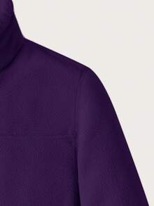GRIM PANDA 女款可翻面抓絨夾克，雙面軟殼外套，附拉鍊口袋，立領抓絨運動外套 - 紫羅蘭色 - 查看 5
