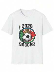 Camiseta de Fútbol 2026, Camiseta para Fanáticos de EE. UU., Canadá y México, Camiseta Unisex de Algodón - Negro - Ver 6