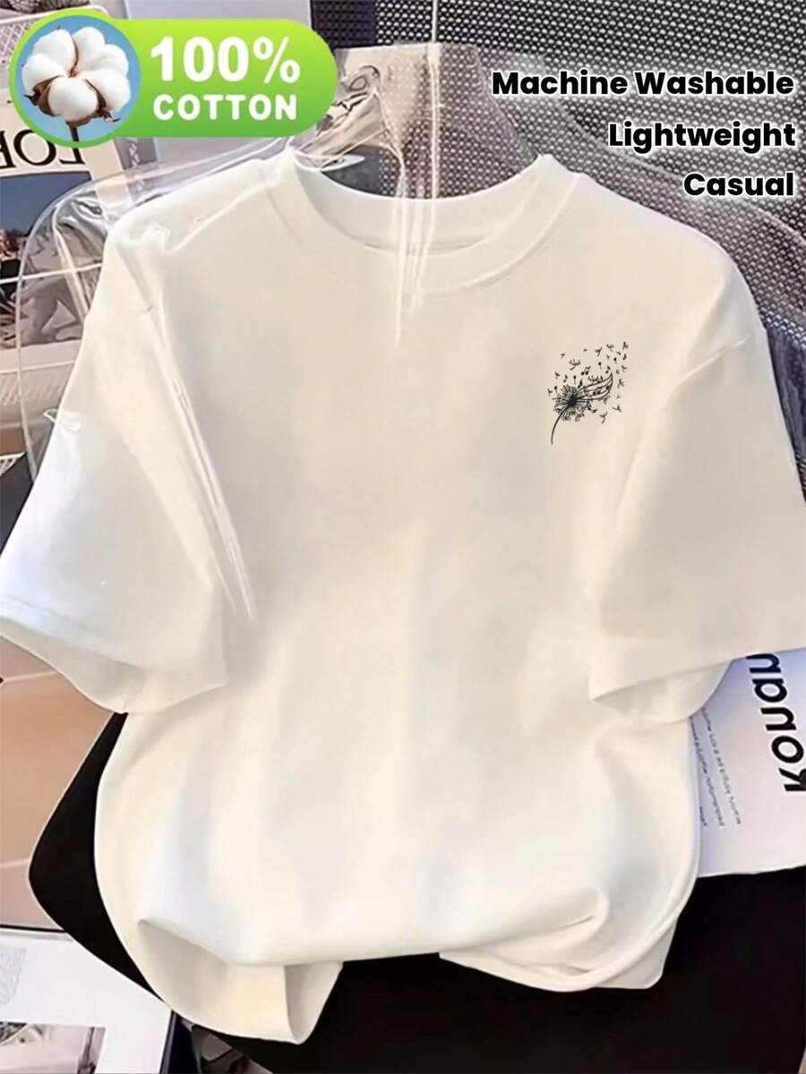 Women's Casual Crew Neck Short Sleeve T-Shirt, 100%. Perfect For Spring And Summer, An Everyday T-Shirt. | Graphic T-Shirt | Lightweight Fabric, Loose And Casual Fit, Breathable And Comfortable, A Must-Have For All Seasons. Machine Washable - Ideal For The Weekend. - [白色的] - 查看 1