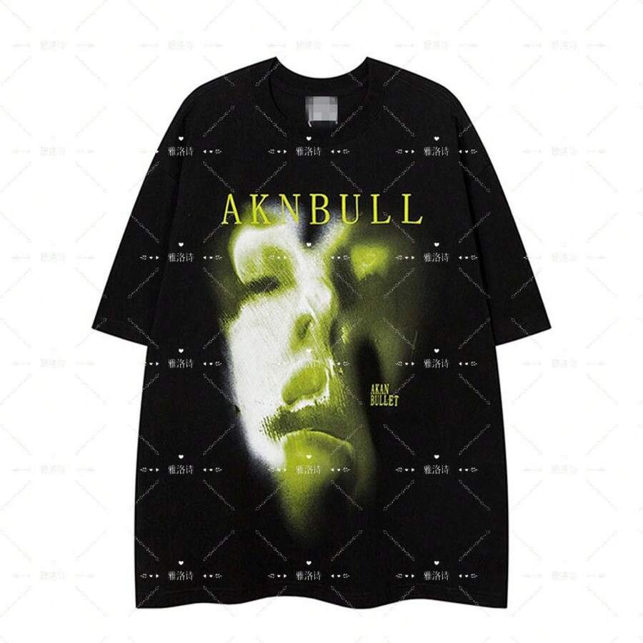 High-Quality Pure Cotton Short-Sleeved T-Shirt For Men And Women, With Ghost Portrait Print, European And American Hip-Hop Style, Fashionable And Urban Style For Summer. - White - View 1