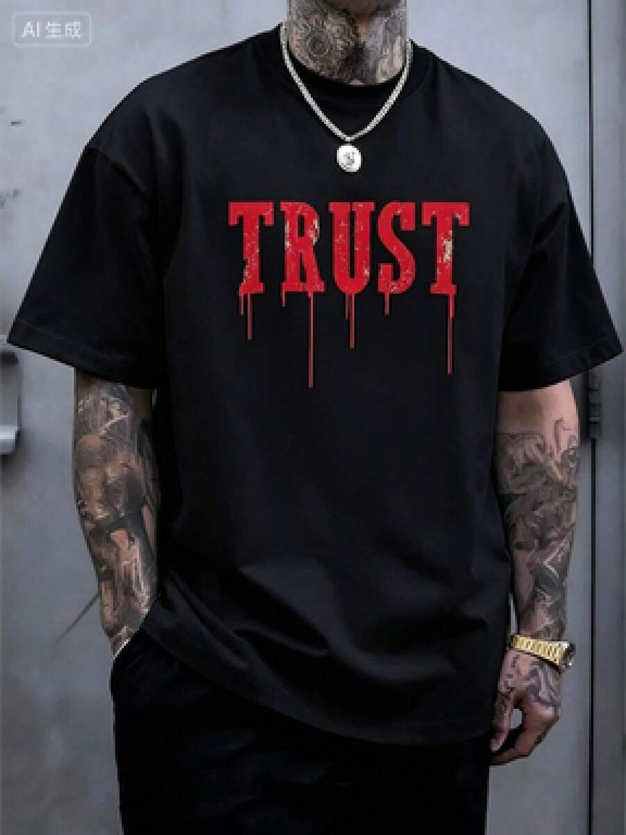 This Casual T-Shirt Features A Simple Print, A Round Neck, And Short Sleeves. The Classic, Basic Design Is Universally Flattering, And The Loose, Relaxed Fit Feels Comfortable And Breathable. The Fine, Soft Texture Is Soft Against The Skin And Breathable, So It Won't Pill Or Lose Its Shape Over Time. The Subtle, Elegant Print Design Is A Must-Have For Summer. This Versatile Piece Pairs Perfectly With All Kinds Of Bottoms-You Can't Go Wrong. - 黑色 - 查看 1
