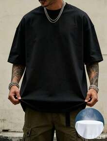 Oversized Boxy Cut Short Sleeve Jersey T Shirt Casual Crop Fit Streetwear Modern Minimalist All Season Essential Top-Comfortable Retro Cotton T-Shirt - 黑色1 - 查看 3