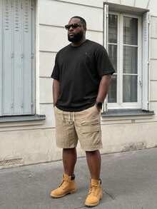 Maglietta nera a maniche corte di stile, casual e ampia, da uomo taglia oversize - nero - Visualizzare 4