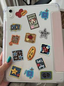 50pcs Cute Stitched Animal & Star Stickers, Retro Faux Patchwork Creative Aesthetic Graffiti Vinyl Decals For Phone Case Scrapbook Laptop Journaling Guitar Skateboard - 1 Set - View 8