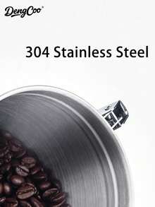 Dengcoo 1pc 1.2L/1.5L/1.8L Coffee Canister, Airtight Stainless Steel Food Storage Container For Coffee Beans, Tea, Sugar, Flour, Grains With Date Tracker And Scoop - Black - View 7