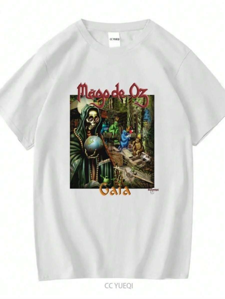 Blouses For Women Vintage Mago De Oz Gaia Black Metal Music Punk Band Spanish Folk Tour T Shirt Long Or Short Sleeves Vintage Washed Graphic Soft - 白色 - 查看 1