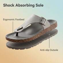 FZY Women's Sandals For Spring And Summer, Cork Texture Sandals, Adjustable Metal Buckle Non-Slip Flat Shoes, Fashion Faux Leather Slippers Versatile. - 紫色 - 查看 7