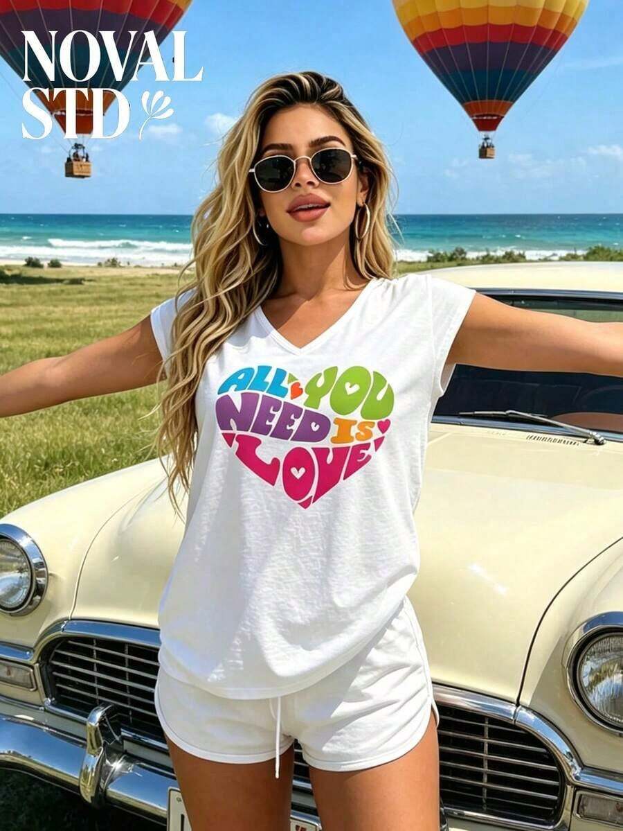 1 Piece Of White Short-Sleeved T-Shirt With Round Neck, Casual Holiday Style, Loose And Multifunctional, With Beatles Strawberry Field Forever Print For Women, Ideal For Everyday Wear. 180g 100% Cotton. - 白色 3 - 查看 1