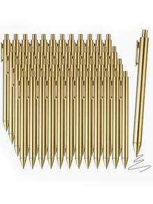 10pcs Luxury Gold Ballpoint Pens, Large Capacity Retractable Black Ink, Smooth Writing, Suitable For Wedding Bride Parties, Business Office, Diaries, Guest Gifts And More Occasions. - A - View 1