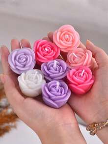 9pcs Rose Shaped Scented Candles, 3D Peony Candles, Suitable For Home Decor, Party, Tabletop Decoration, Holiday Gifts, Dinner, Banquet/Party, Relaxation/Meditation, Ambiance Lighting, Women's Gifts, Wedding Favors - Multicolor - View 6
