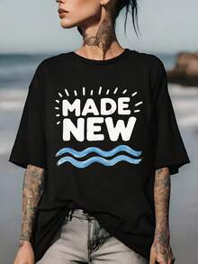 Blusa Casual para Mujer, Estilo Simple para Uso Diario, 180G 'NUEVA', Camiseta con Diseño de Moda, perfecta para familiares y amigos - ideal para vacaciones de verano, barbacoas y eventos corporativos.| Camiseta ligera y duradera, cómoda, suave, sencilla para uso diario, de manga corta. - Negro - Ver 7