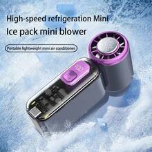 Portable Handheld Turbo Fan With Ice Cooling, Speed (1-199), 1800mAh Rechargeable Battery, 15000RPM Mini Pocket Fan For Travel/Outdoor/Home/Office - A - View 6