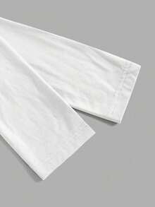 Blusa de manga larga ajustada y corta de unicolor para mujer - Blanco - Ver 4