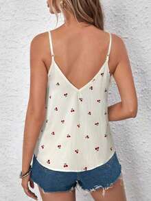 Top de tirantes casual con estampado de plantas para mujer, top de verano para vacaciones, top de verano para mujer, top tipo camiseta de verano casual, top tropical de verano, top casual de verano para mujer, top tipo camiseta de verano para mujer, - Multicolor - Ver 5